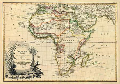 LAfrique, 1782 White Modern Wood Framed Art Print with Double Matting by Janvier, Jean