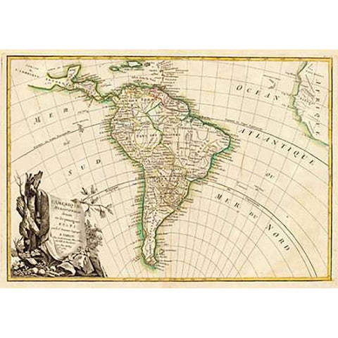 LAmerique Meridionale, 1782 Black Modern Wood Framed Art Print with Double Matting by Janvier, Jean