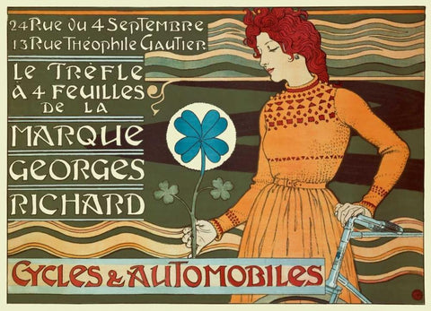 Marque Georges Richard/Cycles and Automobiles White Modern Wood Framed Art Print with Double Matting by Grasset, Eugene