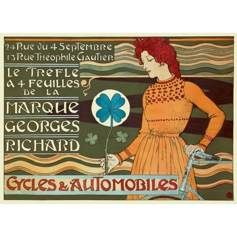 Marque Georges Richard/Cycles and Automobiles Gold Ornate Wood Framed Art Print with Double Matting by Grasset, Eugene