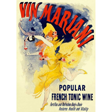 Vin Mariani/Popular French Tonic Wine Gold Ornate Wood Framed Art Print with Double Matting by Cheret, Jules