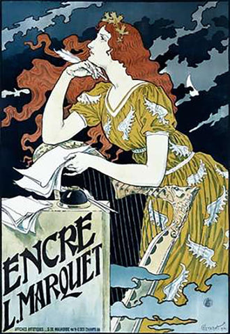 Encre L. Marquet Black Ornate Wood Framed Art Print with Double Matting by Grasset, Eugene