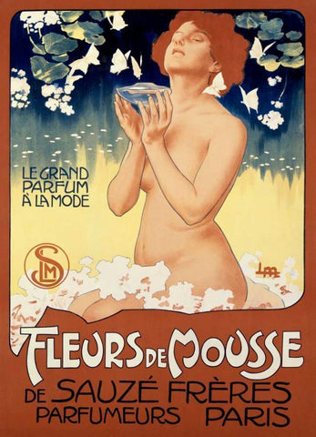 Fleurs de Mousse White Modern Wood Framed Art Print with Double Matting by Metlicovitz, Leopoldo