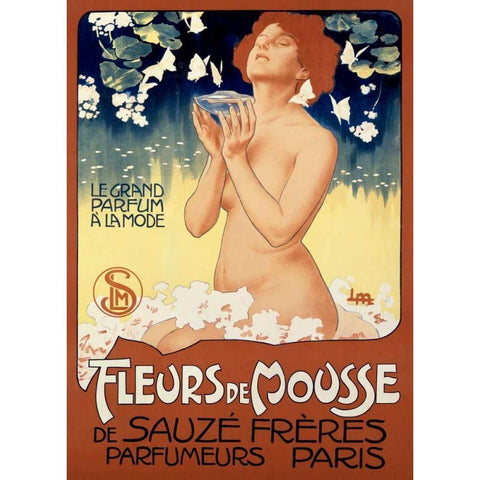 Fleurs de Mousse White Modern Wood Framed Art Print by Metlicovitz, Leopoldo