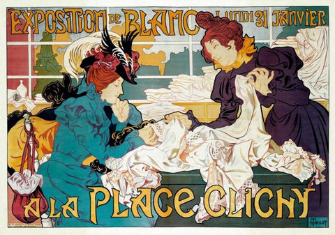Exposition de Blanc a la Place Clichy Black Ornate Wood Framed Art Print with Double Matting by Thiriet, Henri
