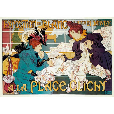 Exposition de Blanc a la Place Clichy Black Modern Wood Framed Art Print by Thiriet, Henri
