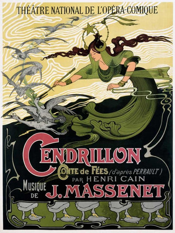 Cendrillon/J. Massenet Black Ornate Wood Framed Art Print with Double Matting by Bertrand, Emile