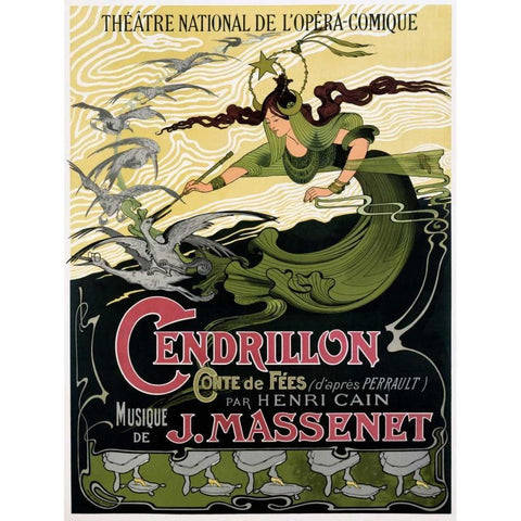 Cendrillon/J. Massenet White Modern Wood Framed Art Print by Bertrand, Emile
