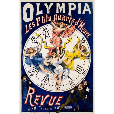Olympia/Ptits Quarts dHeure Revue White Modern Wood Framed Art Print by Choubrac, Alfred