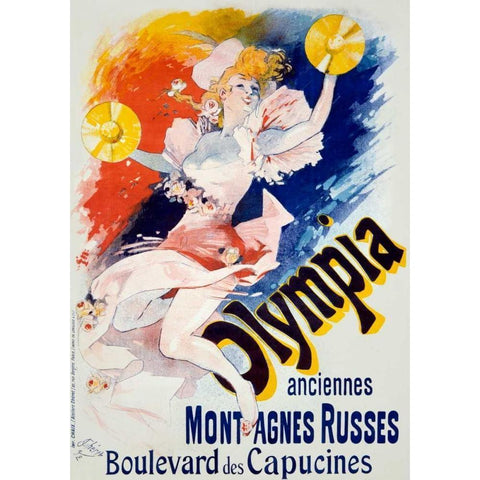 Olympia/Anciennes Montagnes Russes Black Modern Wood Framed Art Print by Cheret, Jules