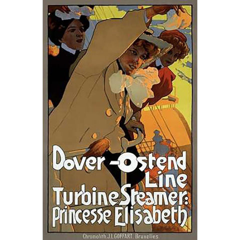 Dover-Ostend Line Gold Ornate Wood Framed Art Print with Double Matting by Hohenstein, Adolfo