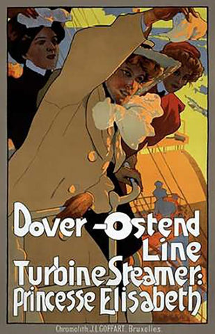 Dover-Ostend Line Black Ornate Wood Framed Art Print with Double Matting by Hohenstein, Adolfo