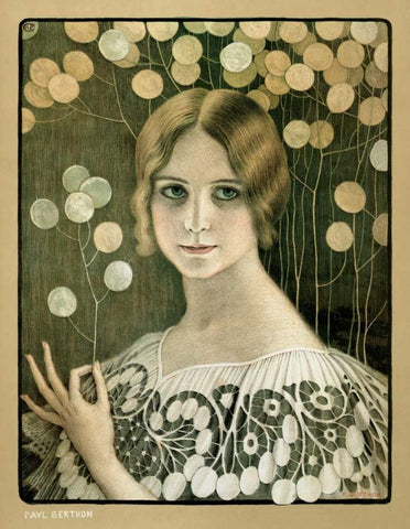 Lace White Modern Wood Framed Art Print with Double Matting by Berthon, Paul