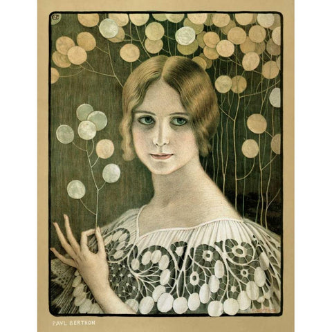 Lace Gold Ornate Wood Framed Art Print with Double Matting by Berthon, Paul