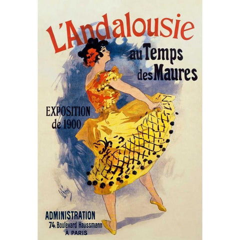 LAndalousie au Temps des Maures Gold Ornate Wood Framed Art Print with Double Matting by Cheret, Jules