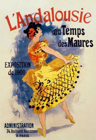 LAndalousie au Temps des Maures White Modern Wood Framed Art Print with Double Matting by Cheret, Jules