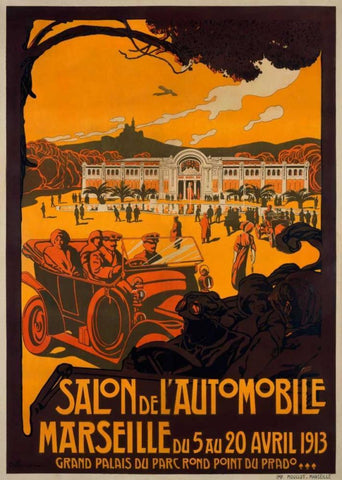 Salon de lâ€™Automobile/Marseille Black Ornate Wood Framed Art Print with Double Matting by Dellepiane, David