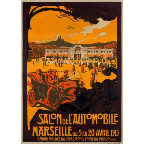 Salon de lâ€™Automobile/Marseille Black Modern Wood Framed Art Print with Double Matting by Dellepiane, David