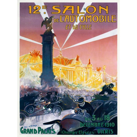 12e Salon de lâ€™Automobile Gold Ornate Wood Framed Art Print with Double Matting by De Fonseca, Gaston Simoes