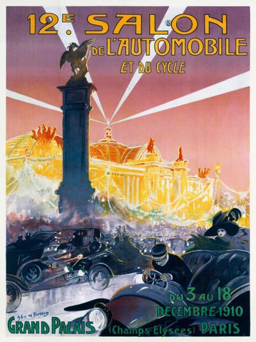 12e Salon de lâ€™Automobile Black Ornate Wood Framed Art Print with Double Matting by De Fonseca, Gaston Simoes