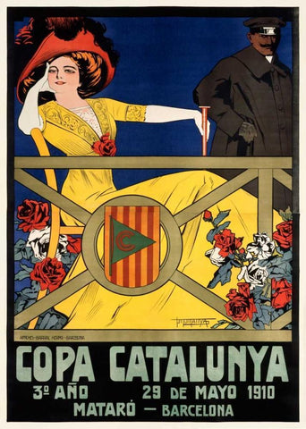 Copa Catalunya White Modern Wood Framed Art Print with Double Matting by Muntanya, J.