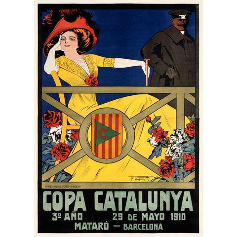 Copa Catalunya Black Modern Wood Framed Art Print by Muntanya, J.