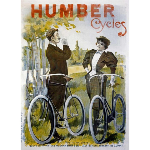 Humber Cycles Gold Ornate Wood Framed Art Print with Double Matting by Pal