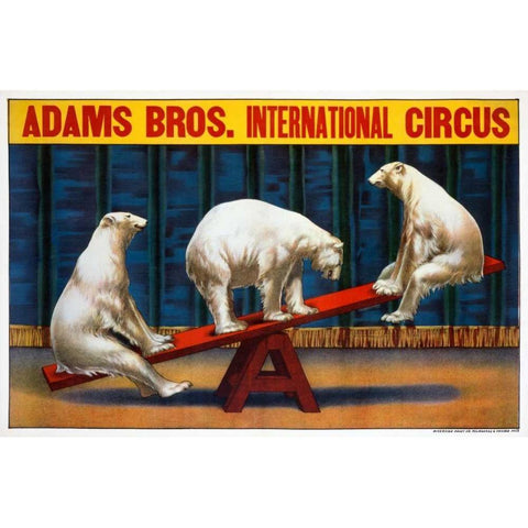 Adams Bros. Circus White Modern Wood Framed Art Print by Unknown