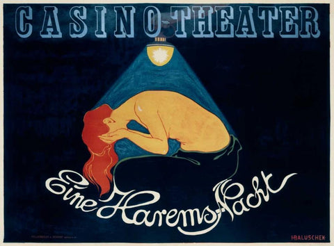 Casino-Theater/Eine Harems-Nacht Black Ornate Wood Framed Art Print with Double Matting by Baluschek, Hans