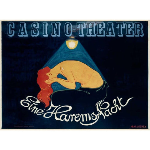 Casino-Theater/Eine Harems-Nacht Black Modern Wood Framed Art Print by Baluschek, Hans