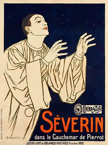 Le Cauchemar de Pierrot/Severin Black Ornate Wood Framed Art Print with Double Matting by Barrere, Adrien