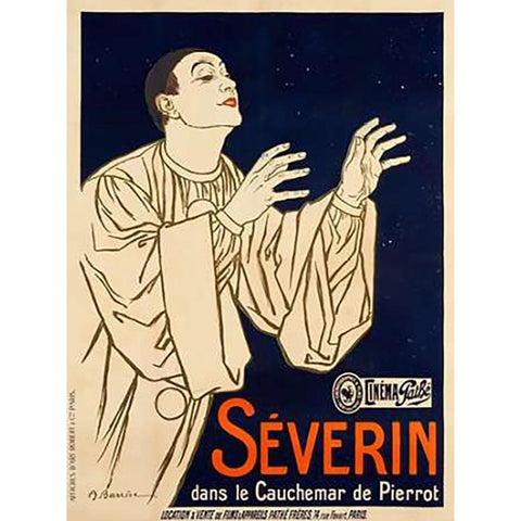 Le Cauchemar de Pierrot/Severin White Modern Wood Framed Art Print by Barrere, Adrien