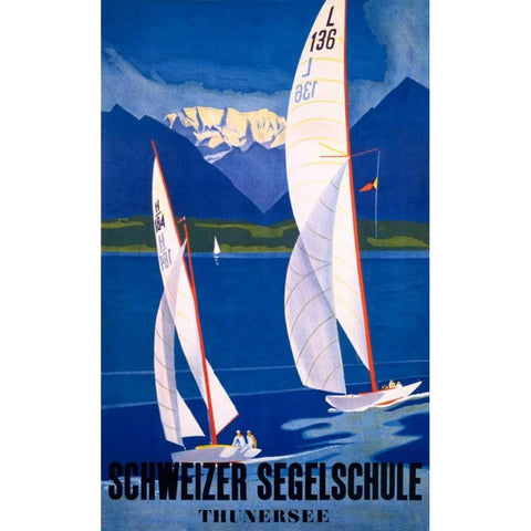 Schweizer Segelschule Gold Ornate Wood Framed Art Print with Double Matting by Baumberger, Otto