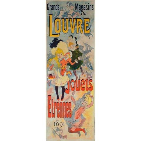Grands Magasins du Louvre/Jouets, Etrennes 1891 Black Modern Wood Framed Art Print by Cheret, Jules