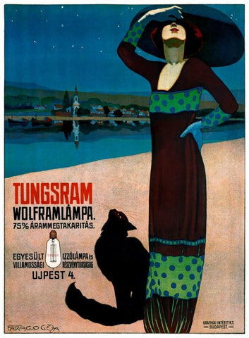 Tungsram Wolframlampa White Modern Wood Framed Art Print with Double Matting by Farago, Geza