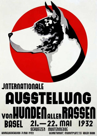 Ausstellung von Hunden White Modern Wood Framed Art Print with Double Matting by Handschin, Johannes