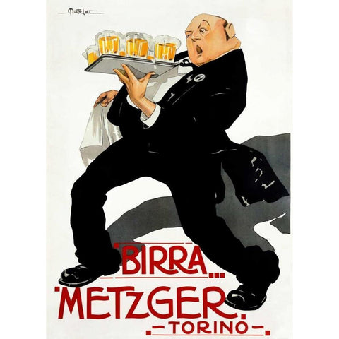 Birra Metzger Black Modern Wood Framed Art Print with Double Matting by Mateldi, Filberto