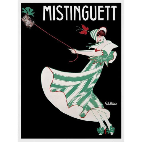 Mistinguett Black Modern Wood Framed Art Print with Double Matting by Benda, G.K.
