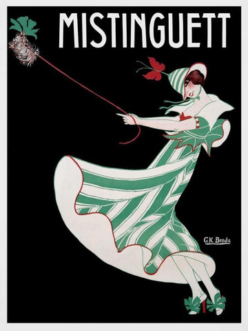 Mistinguett Black Ornate Wood Framed Art Print with Double Matting by Benda, G.K.