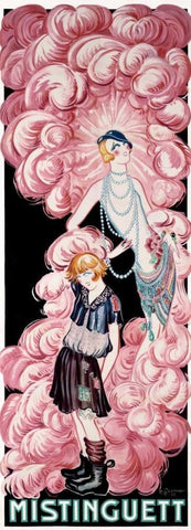 Mistinguett Black Ornate Wood Framed Art Print with Double Matting by Gesmar, Charles