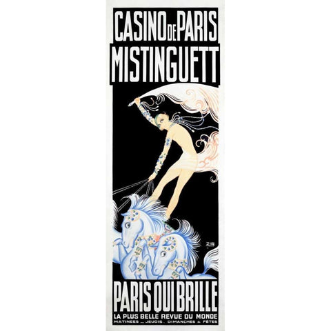 Casino de Paris/Mistinguett/Paris Qui Brille Gold Ornate Wood Framed Art Print with Double Matting by Zig