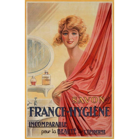Savon France-Hygiene White Modern Wood Framed Art Print by Rep