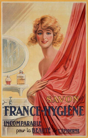 Savon France-Hygiene Black Ornate Wood Framed Art Print with Double Matting by Rep