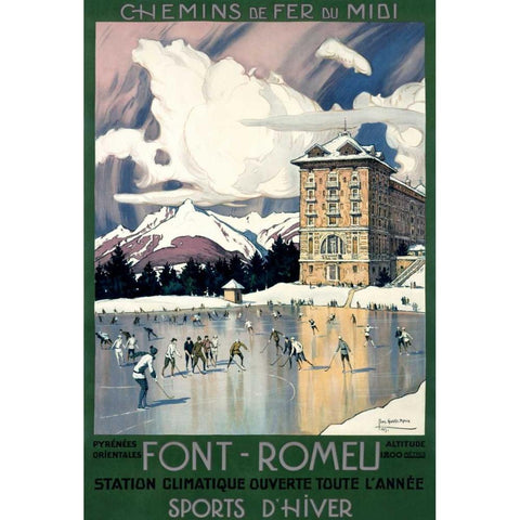 Font-Romeu Gold Ornate Wood Framed Art Print with Double Matting by Roux, Tony Georges