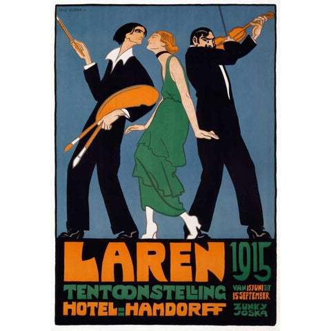 Laren 1915 Black Modern Wood Framed Art Print with Double Matting by Sluiter, Jan Willem