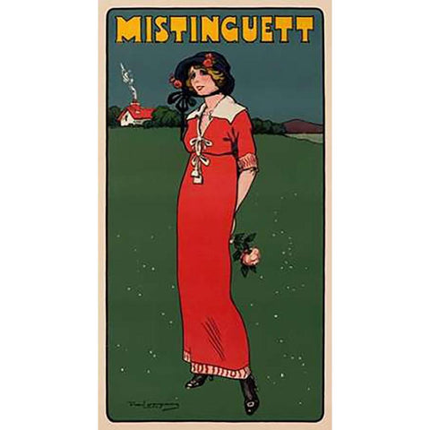 Mistinguett Gold Ornate Wood Framed Art Print with Double Matting by Losques, Daniel De