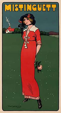 Mistinguett Black Ornate Wood Framed Art Print with Double Matting by Losques, Daniel De