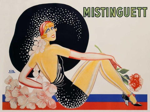 Mistinguett White Modern Wood Framed Art Print with Double Matting by Zig