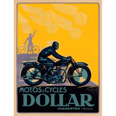 Motos and Cycles Dollar Black Modern Wood Framed Art Print with Double Matting by Vaillant