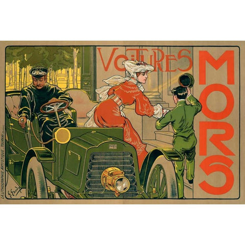 Voitures Mors White Modern Wood Framed Art Print by Gaudy, Georges